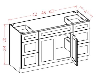 Bathroom Vanity Navy Cabinet,  Shaker Navy Solid Wood Cabinet, Fully Assembled Made in the USA.