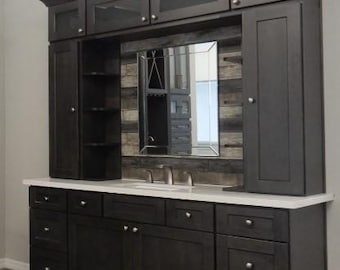 Bathroom Cabinets Grey Shaker Assembled,  Solid Wood Cabinet Made in the USA.