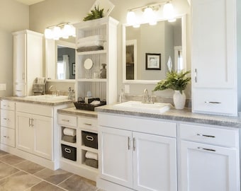 Bathroom Vanity White Euro Frameless Assembled Made in the USA.
