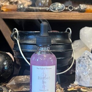 The Salted Broom Blessed Be Intention Oil, Ritual Oil, So Mote It Be, Ritual Oil, Manifestation Oil, Crystal Infused, Magic Oil