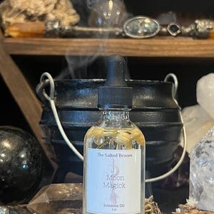 The Salted Broom Moon Magick Intention Oil, Ritual Oil, Moon Spells, Full Moon Oil, Moon Oil, Moon Energy, Magic Oil, Witchcraft tools
