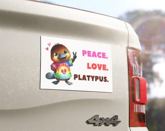 Peace Love Platypus Car Magnet