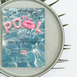 Geburtstagseinladung zur Pool-Party | Bearbeitbar Sommer Geburtstag Einladen | Kids Pool Bash Vorlage | Canva Einladung