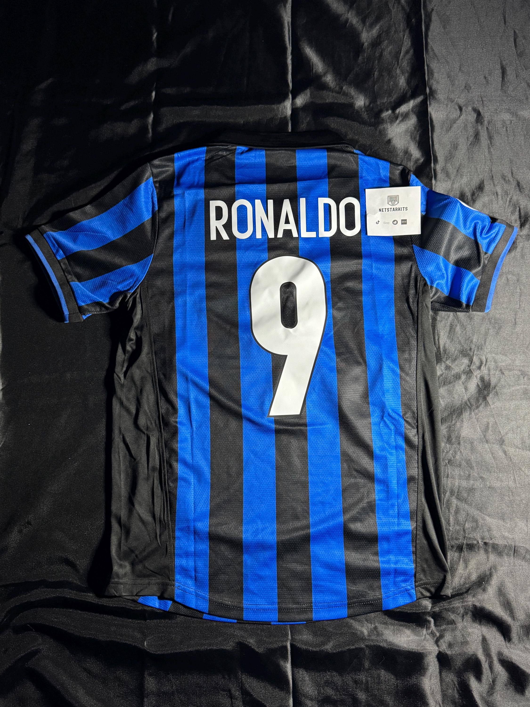 Inter Milan 1999 Home Jersey Blue/Black Ronaldo #9