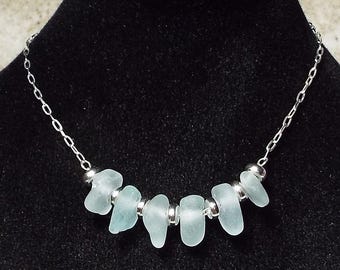 Soft Blue Sea Glass Necklace / Sea Glass Jewelry / Beach Glass Jewelry / Sea Glass Necklace / Beach Glass Necklace / Wedding