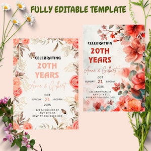 Editable 30th Wedding Anniversary Invitation Template / Invitation Template for Wedding season 2025 / Wedding Invitation Template