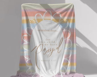 Personalisierte christliche neue Baby Geschenk für Baby Mädchen Regenbogen Baby Taufe Geschenk für Taufe Mädchen Namen Decke für Babyparty