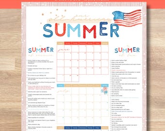 2026 Summer Bucket List Printable for School Break Activities Calendar of Service & Fun Patriotic Family Activities America 250 Celebration