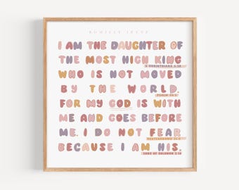 I am a Daughter of the King Nursery Wall Art for Kids Room Decor for Christian Nursery Art Bible Verse Baptism Gift Personalized Girl