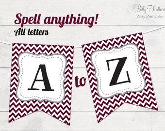 Druckbare Team Spirit Banner in Maroon Chevron mit Schwarz & Grau