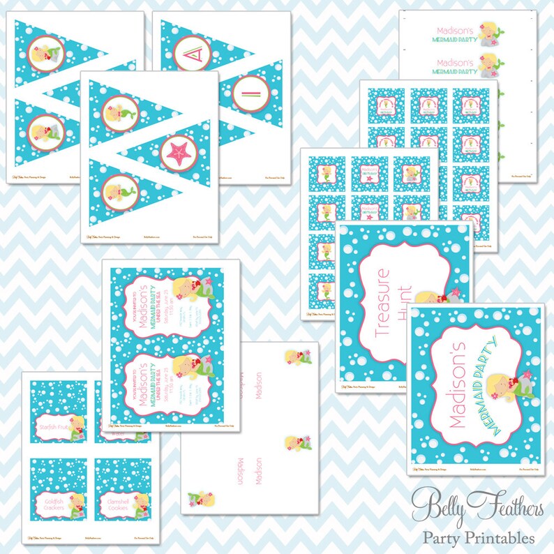 Mermaid Party Printables Instant Download The Madison Collection image 4