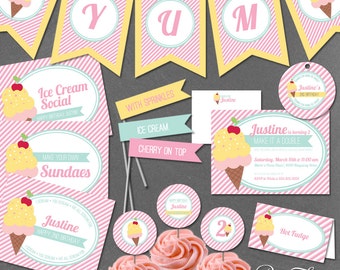 Ice Cream Social Printable Party Collection - Instant Download