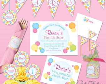 Bubbles Birthday Bash Printables - Instant Download