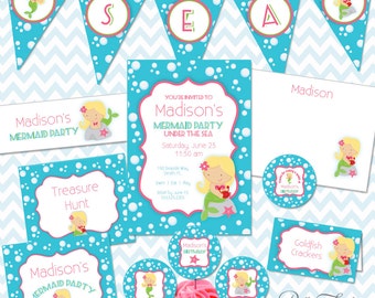 Mermaid Party Printables Instant Download - The Madison Collection