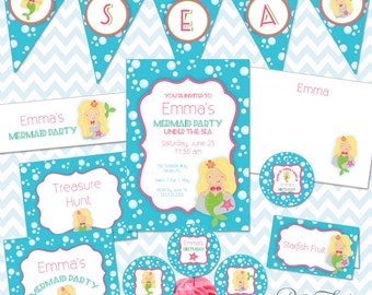 Mermaid Party Printables Instant Download - The Emma Collection