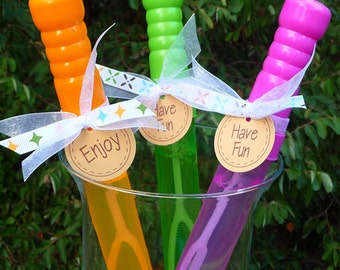 Enjoy & Have Fun Bubble Wand Gift Tags - Customizable Text, Instant Download