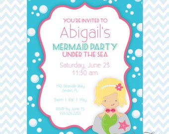 Mermaid Party Printables Instant Download - The Abigail Collection