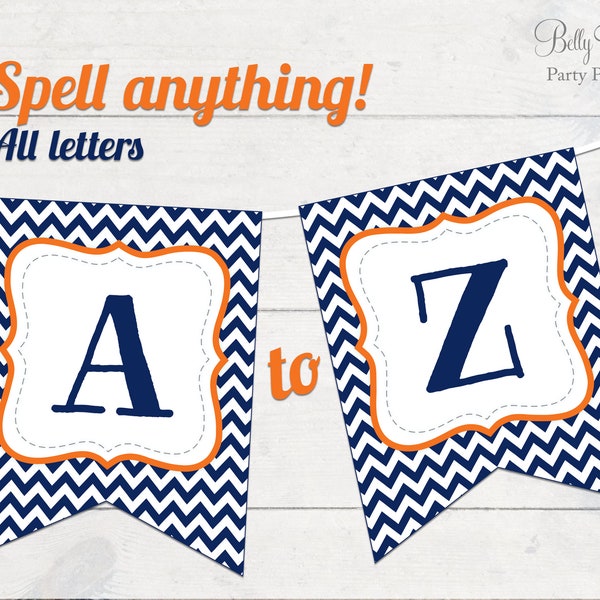 Printable Team Spirit Banner in Navy Blue & Orange