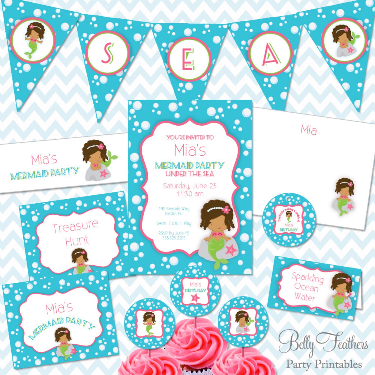 Mermaid Party Printables Instant Download - the Mia Collection - Etsy