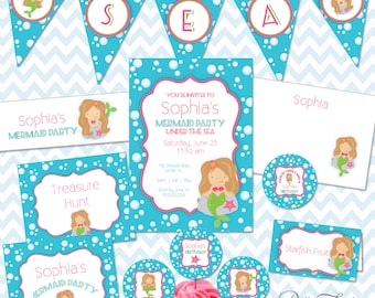 Mermaid Party Printables Instant Download - The Sophia Collection