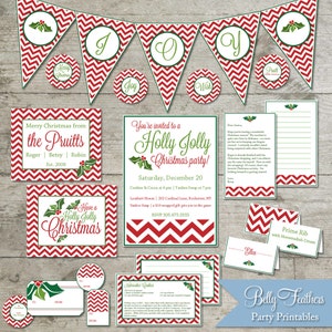 Holly Jolly Christmas Party Printables Instant Download