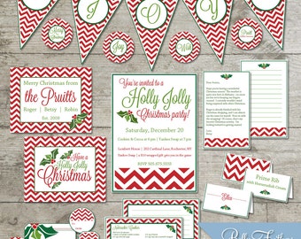 Holly Jolly Christmas Party Printables Instant Download