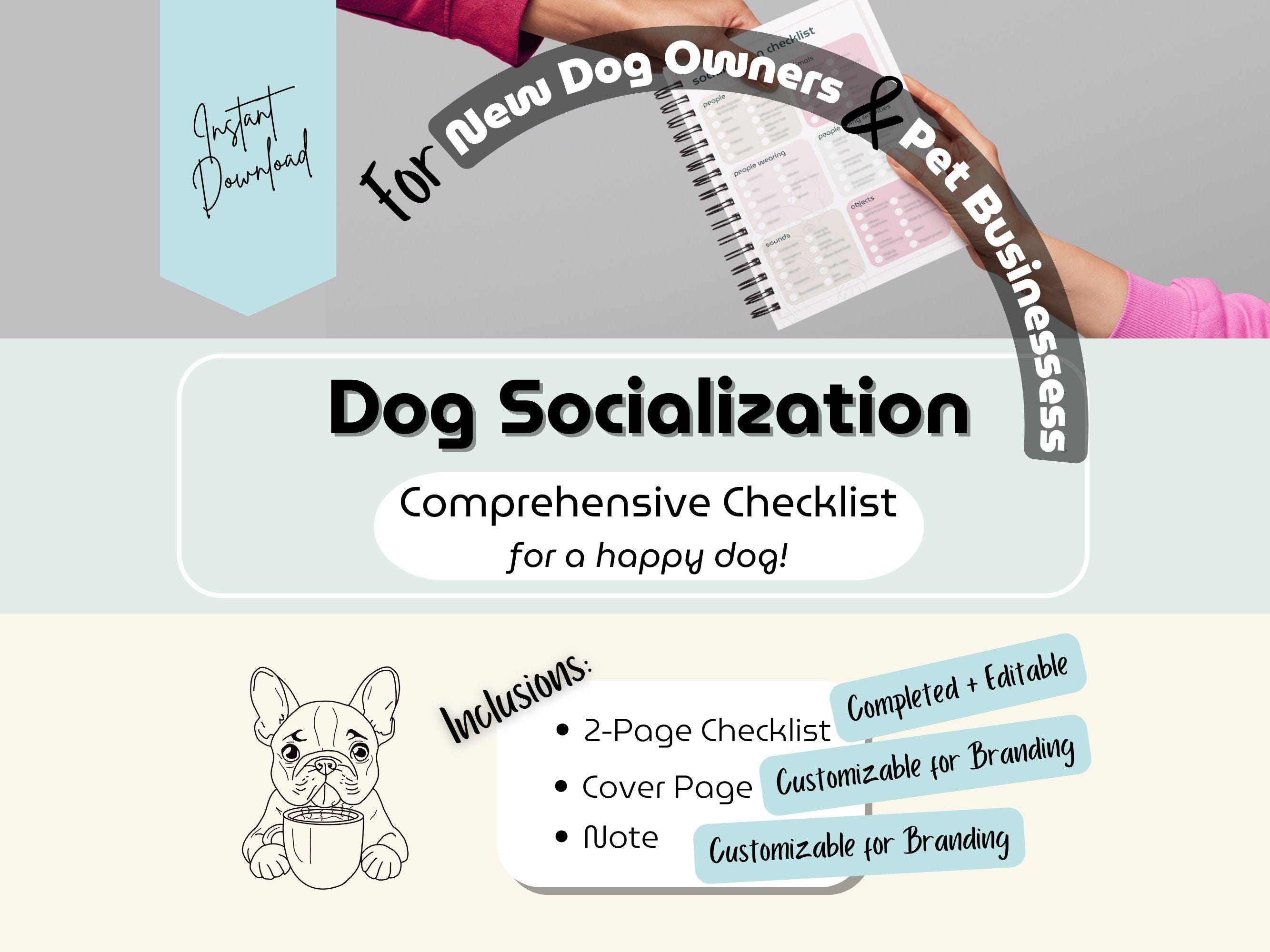Dog Socialization Checklist | Editable Template for Puppy & Adult Dog ...