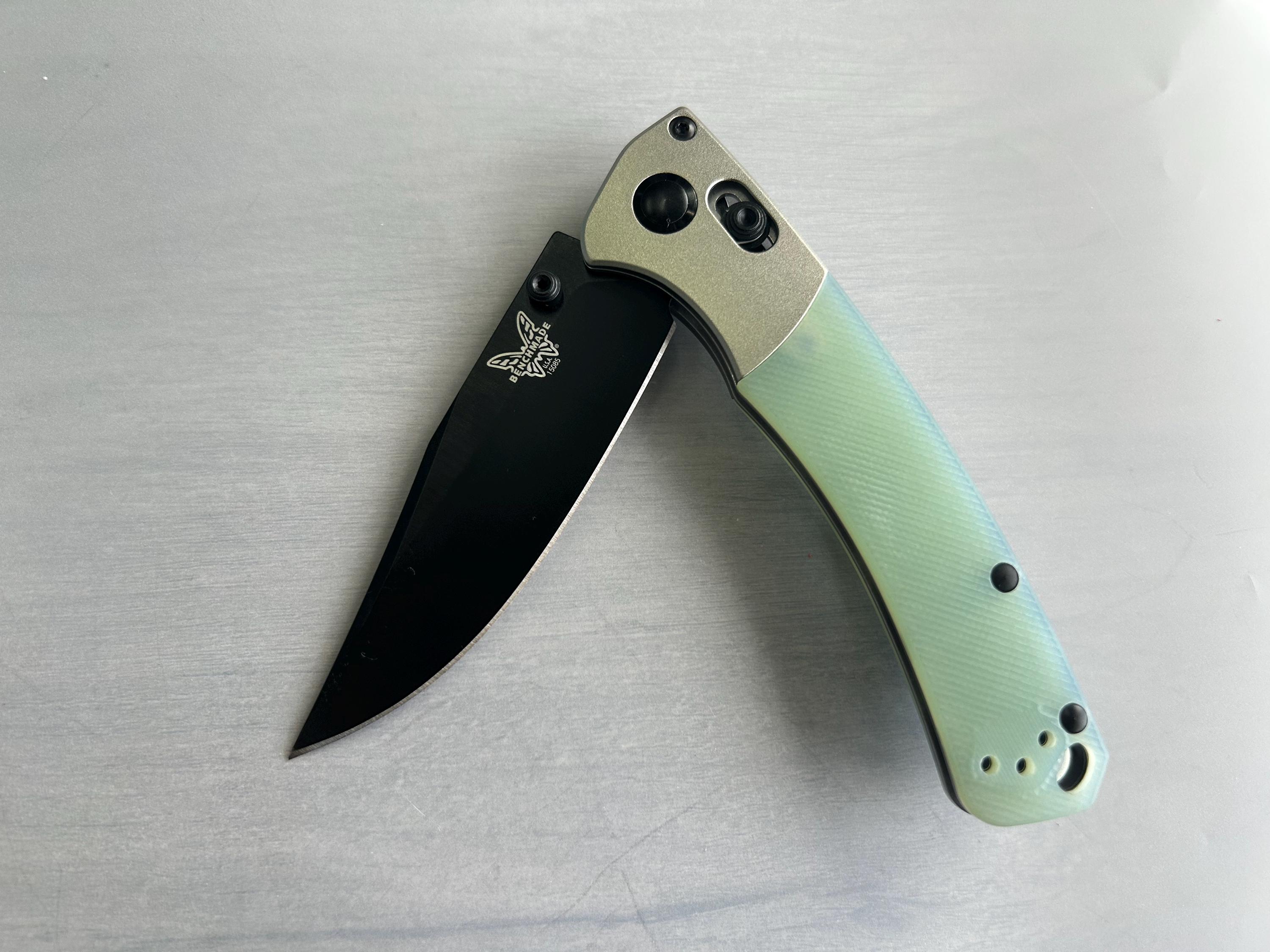 Mini Crooked River Jade Glass Fiber Handle M4 Steel Knife 15085BK