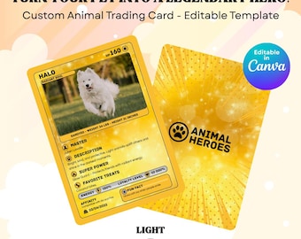 Custom Light Pet Trading Card | Editable Canva Template