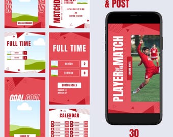 Football Club Social Media Templates | Canva Editable Templates for Posts & Stories