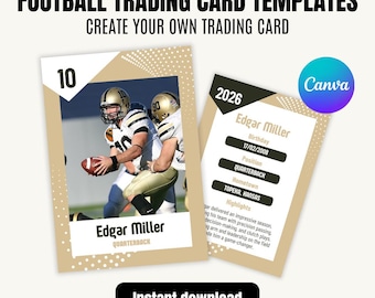Custom Football Trading Card Template: Editable Photo Design (Digital Download)