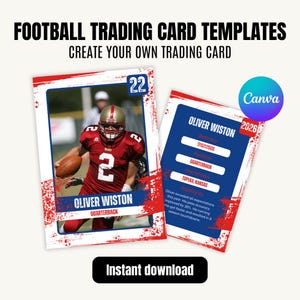 Customizable Football Trading Card Template – Personalized Sports Card – DIY Editable Canva Template