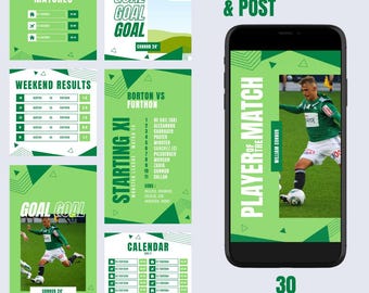 Football Club Social Media Templates | Canva Editable Templates for Posts & Stories