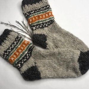 Hand Knitted Wool Socks Pure Sheep Wool Unisex Socks Knit Winter Socks Therapeutical Extra Thick Pure Wool Socks Bed Wool Socks Organic Wool