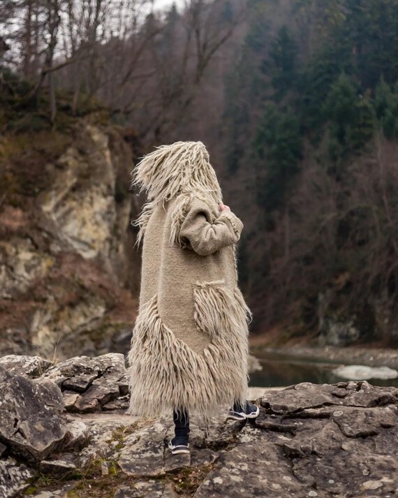 Shaggy Wool Coat Shaggy Coat Oversized Felted 100% Sheep