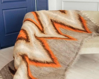 Coperta di lana naturale, coperta di lana di pecora tessuta a mano, tappeto Liznyk, coperta di lana al 100%, copriletto caldo per divano, plaid decorativo e soffice.