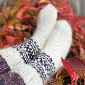 Hand Knitted Wool Socks Pure Sheep Wool Socks Bed Wool Socks Organic Wool Socks Massage Therapeutical Wool Socks Sheepskin Socks Warm