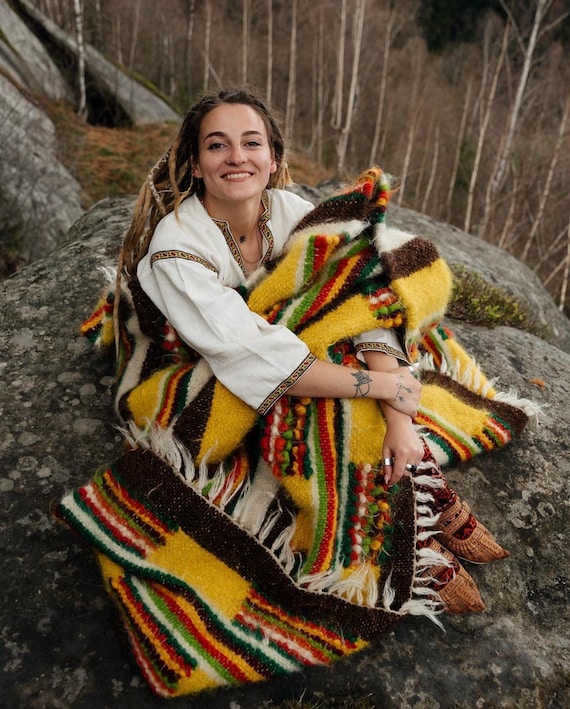 Fluffy Wool Blanket Organic Decor Scandinavian Wool Blanket Queen Thick Natural Woven Blanket Full Warm Blanket Twin Hand Woven Plaid Throw