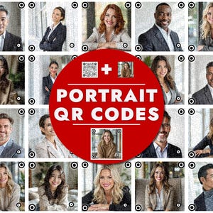 名刺、ソーシャルメディア、パーソナルブランディング用のカスタムポートレート写真 QR コード | 起業家やインフルエンサー向けの画像 QR コード