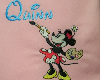 Personalized (Name) Embroidered  MINNIE Age 3-7 Artist Painting Art Apron- 13 Fun Colors
