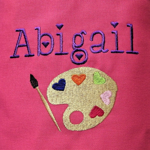 USA Made Personalized Girl Embroidered Preschool Toddler Age 3-12 ARTIST Painting Art Smock Apron- 14 Fun Colors