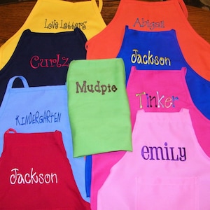 SALE 100% USA Made Kids, Teens & Adults Personalized (Name) Embroidered Cooking, Art, Party Aprons w/POCKETS