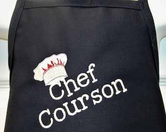 Personalized (Name) Boy or Girl Embroidered CHEF Age 3-12 Cooking, Baking Apron- 14 Fun Colors