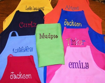 EASTER Sale 100% USA Made Kids, Teens & Adults Personalized (Name) Embroidered Cooking, Art, Party Aprons w/POCKETS