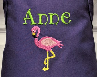 Personalized Embroidered Preschool Toddler Elementary Kids Art Cooking FLAMINGO Apron- Made in USA