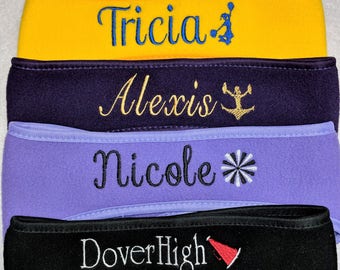 Personalized Adjustable CHEERLEADER Kids Adults Winter Polar Fleece Headband Ear Warmer - 10 Fun Colors