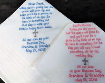 Custom Embroidered Baptism Handkerchief: Personalized Religious Gift
