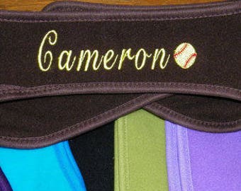 Personalized Adjustable SOFTBALL Kids Adults Winter Polar Fleece Headband Ear Warmer - 10 Fun Colors