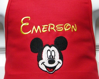 Personalized (Name) Embroidered  MICKEY Preschool Toddler Cooking, Art Painting Apron- 14 Fun Colors