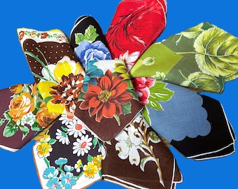 Precioso lote de 9 pañuelos florales vintage con ligeras imperfecciones**#12